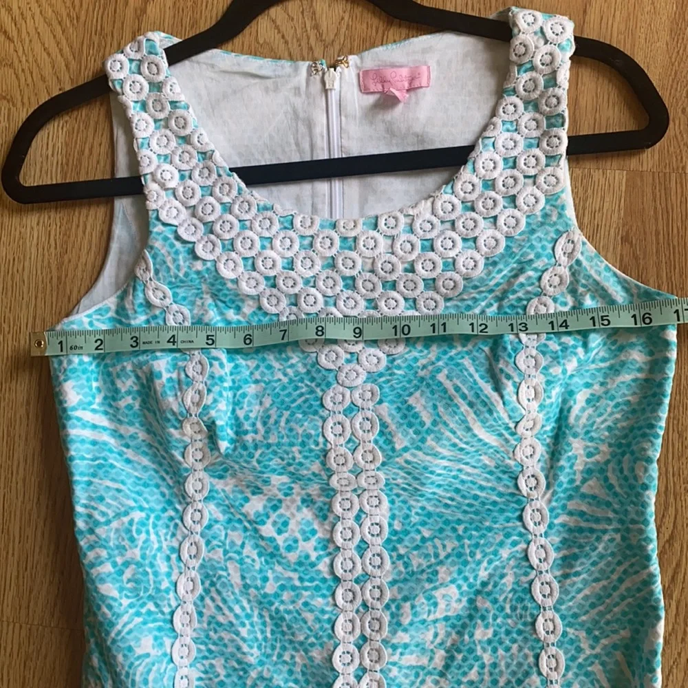 Lilly Pulitzer sleeveless dress 4 Teal blue and white - Picture 4 of 8
